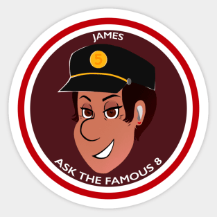 James Button (maroon) - with text Sticker